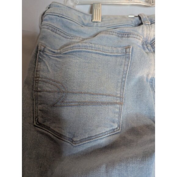 American Eagle Jeans Festival Flare Split Hem Sz 6 Short Stretch Denim 70s Retro - Picture 6 of 12